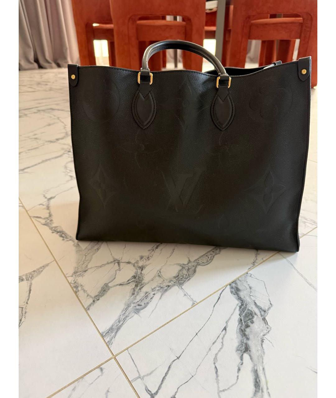 LOUIS VUITTON Черная кожаная сумка тоут, фото 5