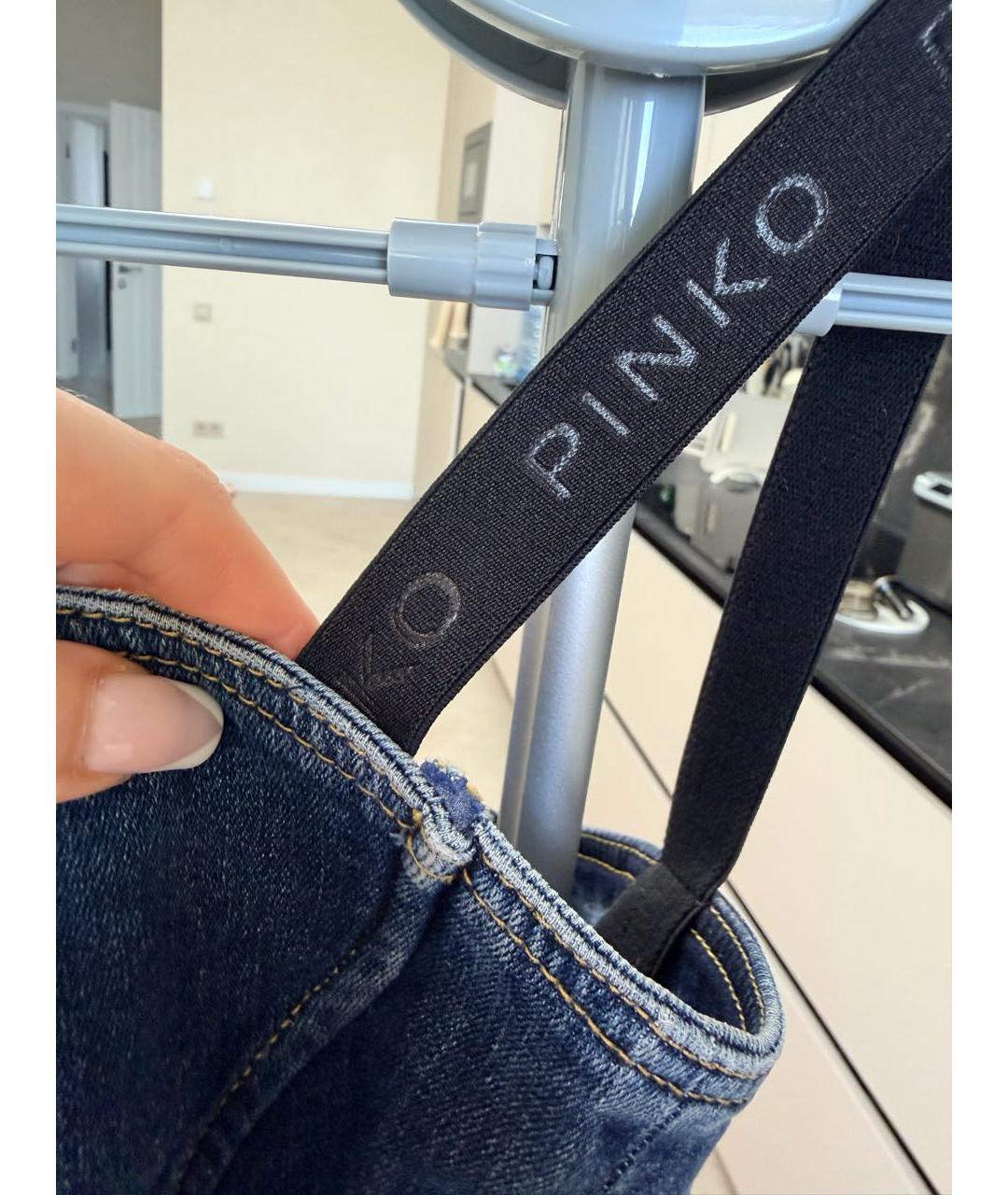 PINKO Темно-синяя деним майка, фото 6
