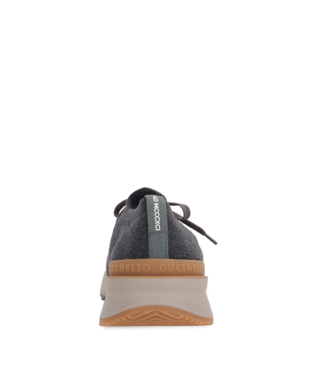 BRUNELLO CUCINELLI Антрацитовые текстильные низкие кроссовки / кеды, фото 5