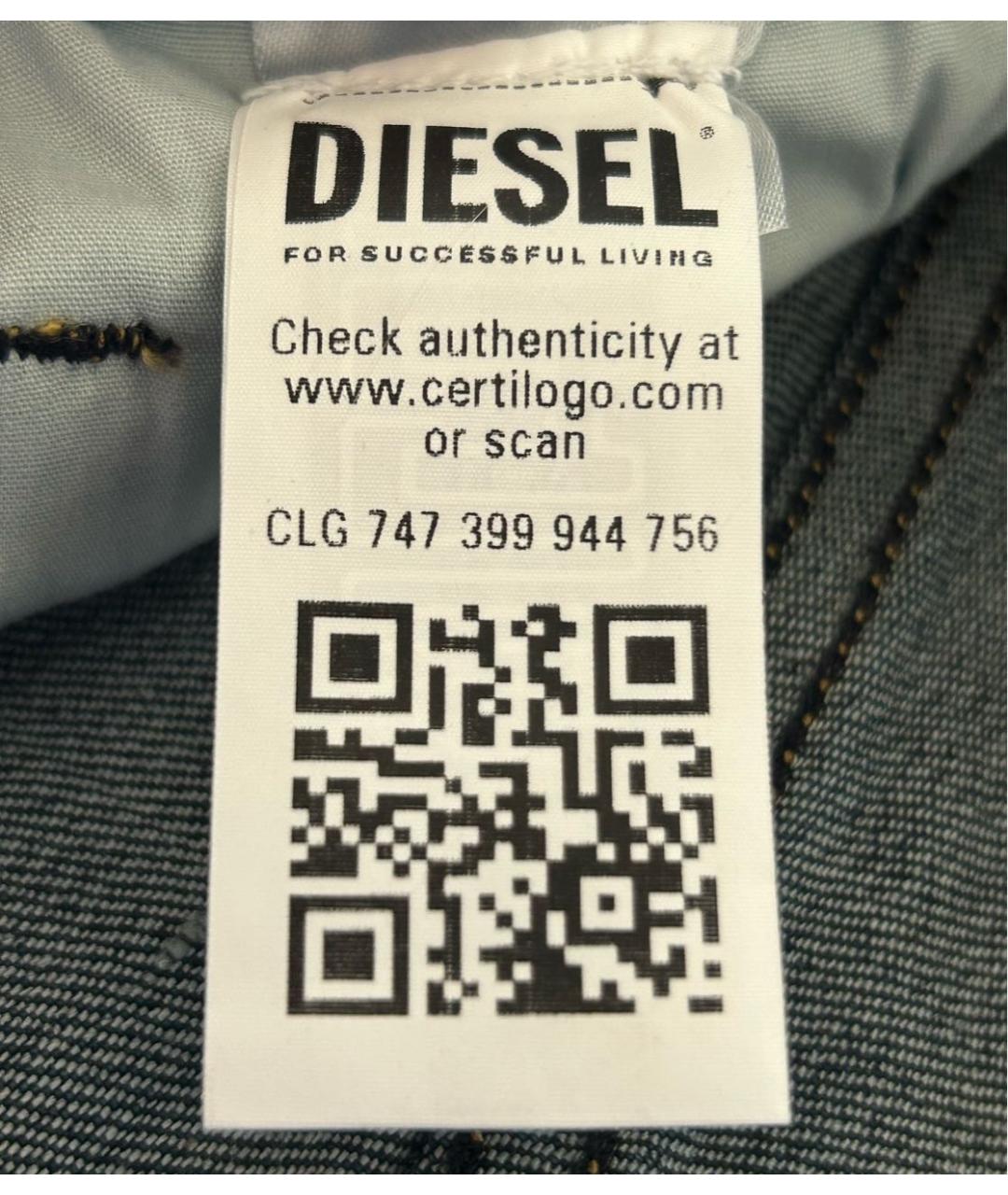 DIESEL Темно-синие хлопко-эластановые прямые джинсы, фото 6
