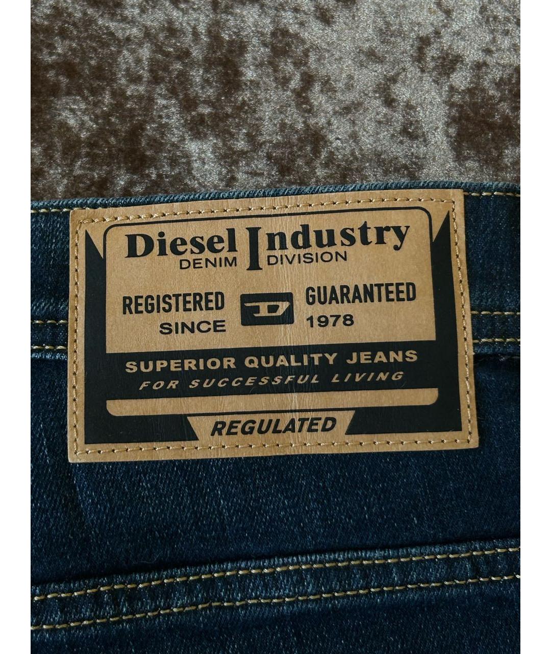 DIESEL Темно-синие хлопко-эластановые прямые джинсы, фото 8