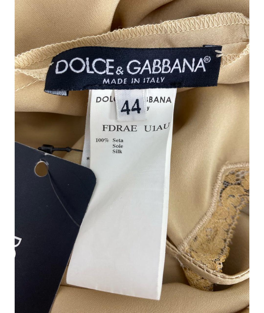DOLCE&GABBANA Золотое шелковое коктейльное платье, фото 7