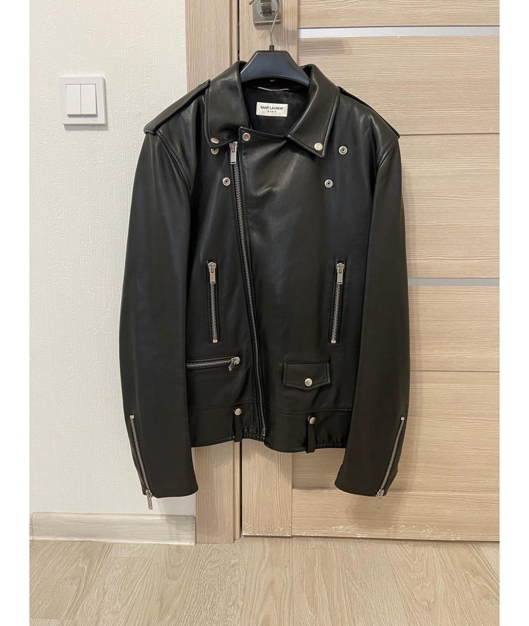 SAINT LAURENT Черная кожаная куртка, фото 2