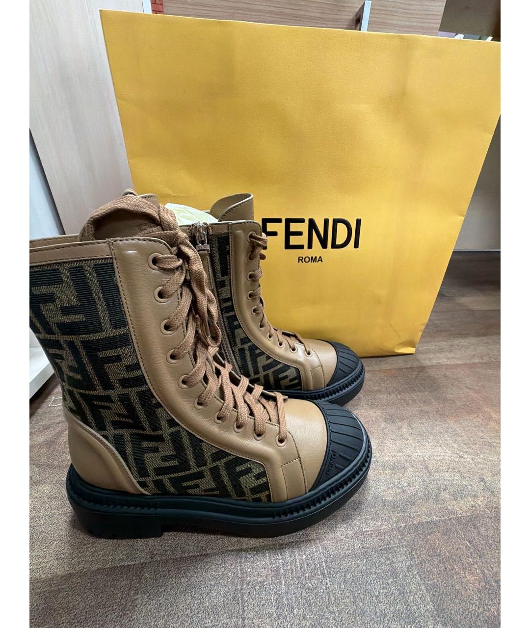 FENDI Коричневые кожаные ботинки, фото 5