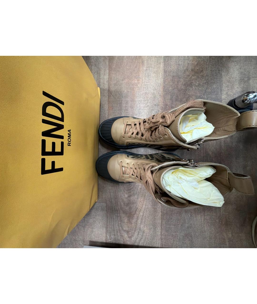 FENDI Коричневые кожаные ботинки, фото 3
