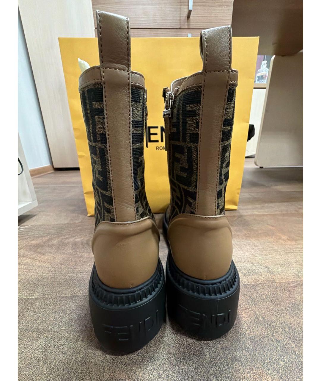 FENDI Коричневые кожаные ботинки, фото 4