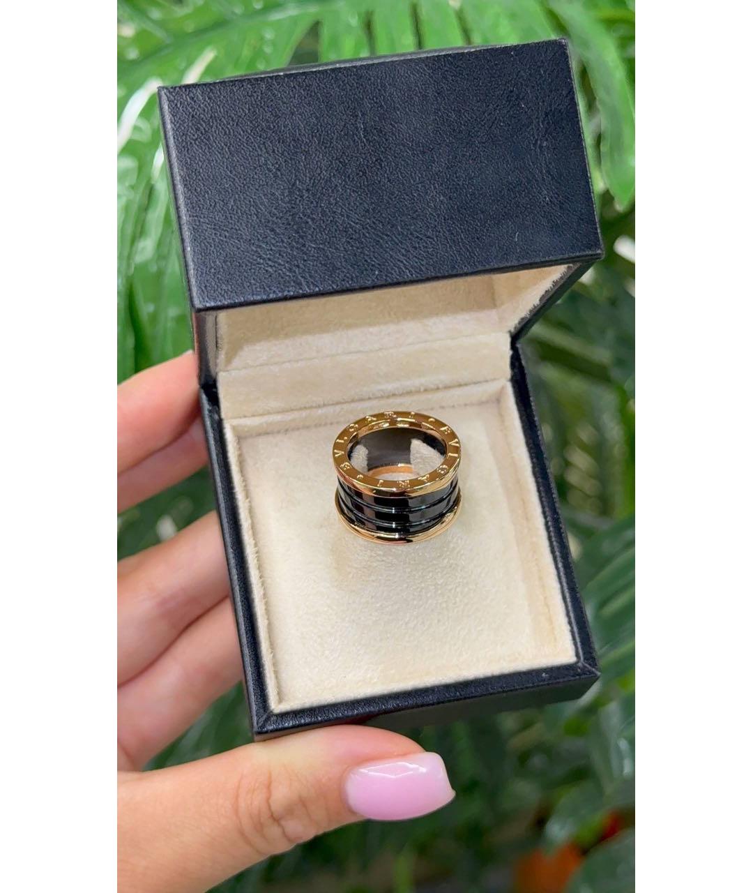BVLGARI Черное кольцо из желтого золота, фото 2