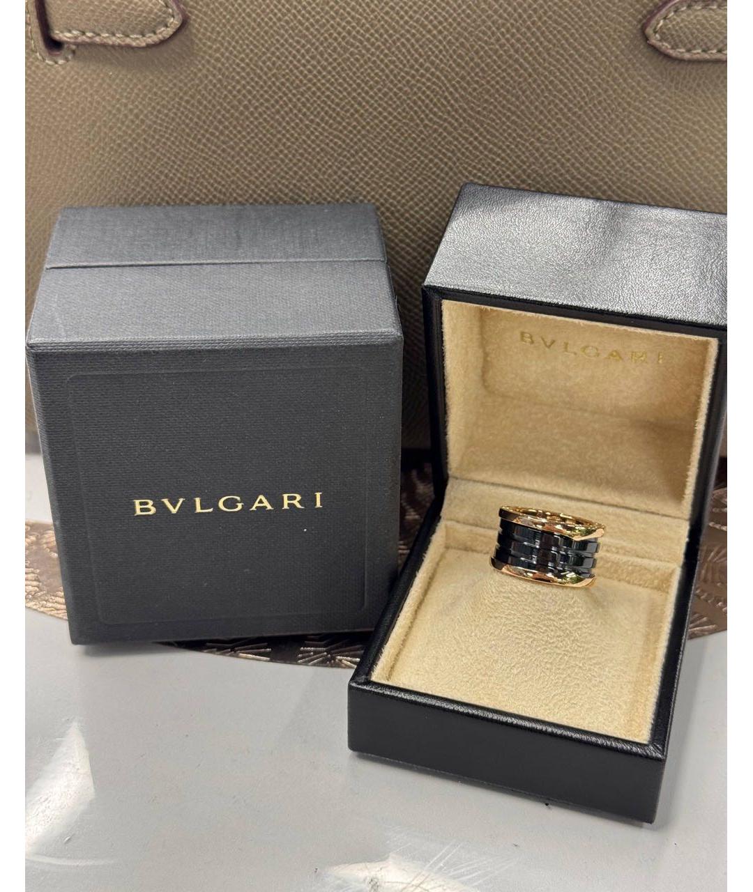 BVLGARI Черное кольцо из желтого золота, фото 3