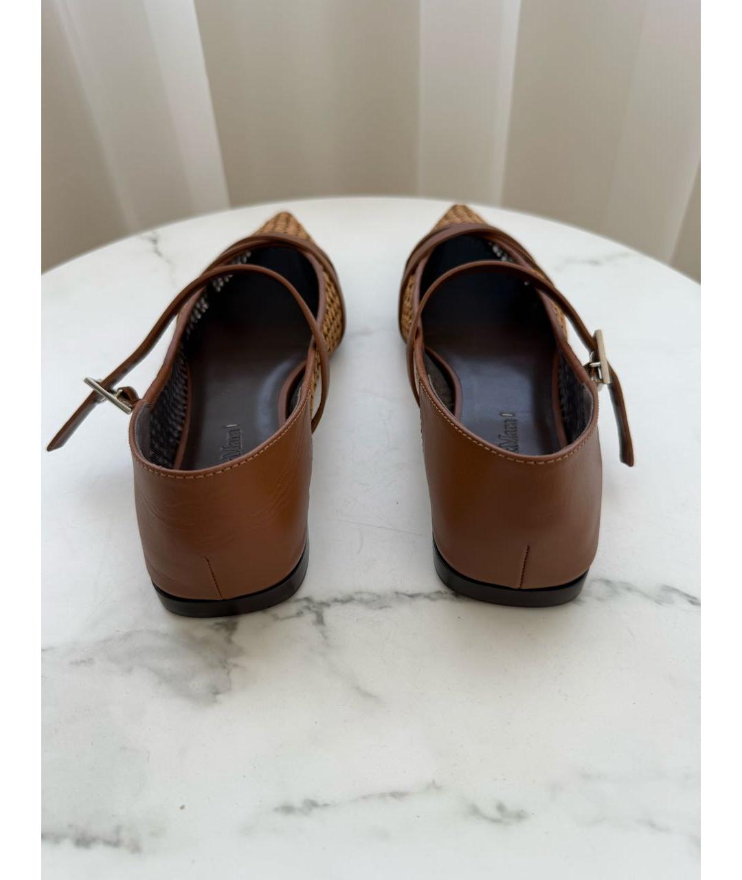 MAX MARA Коричневые кожаные балетки, фото 2