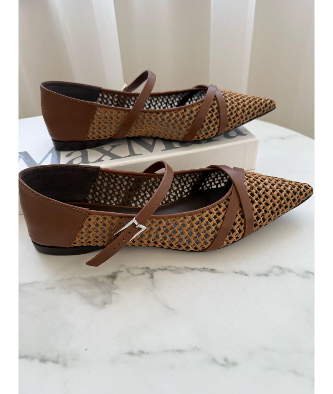 MAX MARA Коричневые кожаные балетки, фото 3
