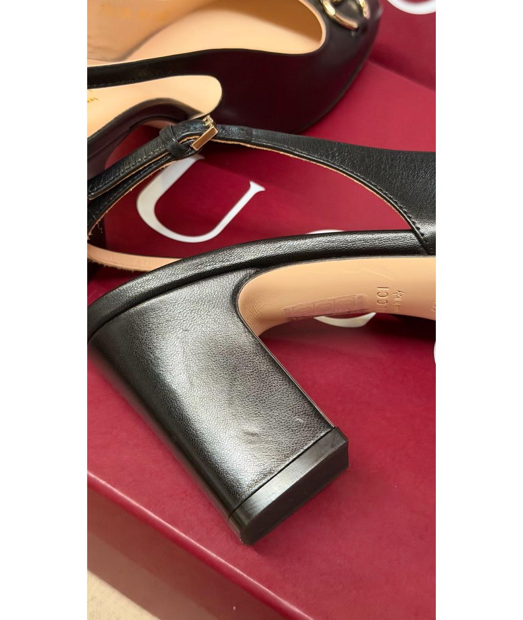 GUCCI Черные кожаные босоножки, фото 5