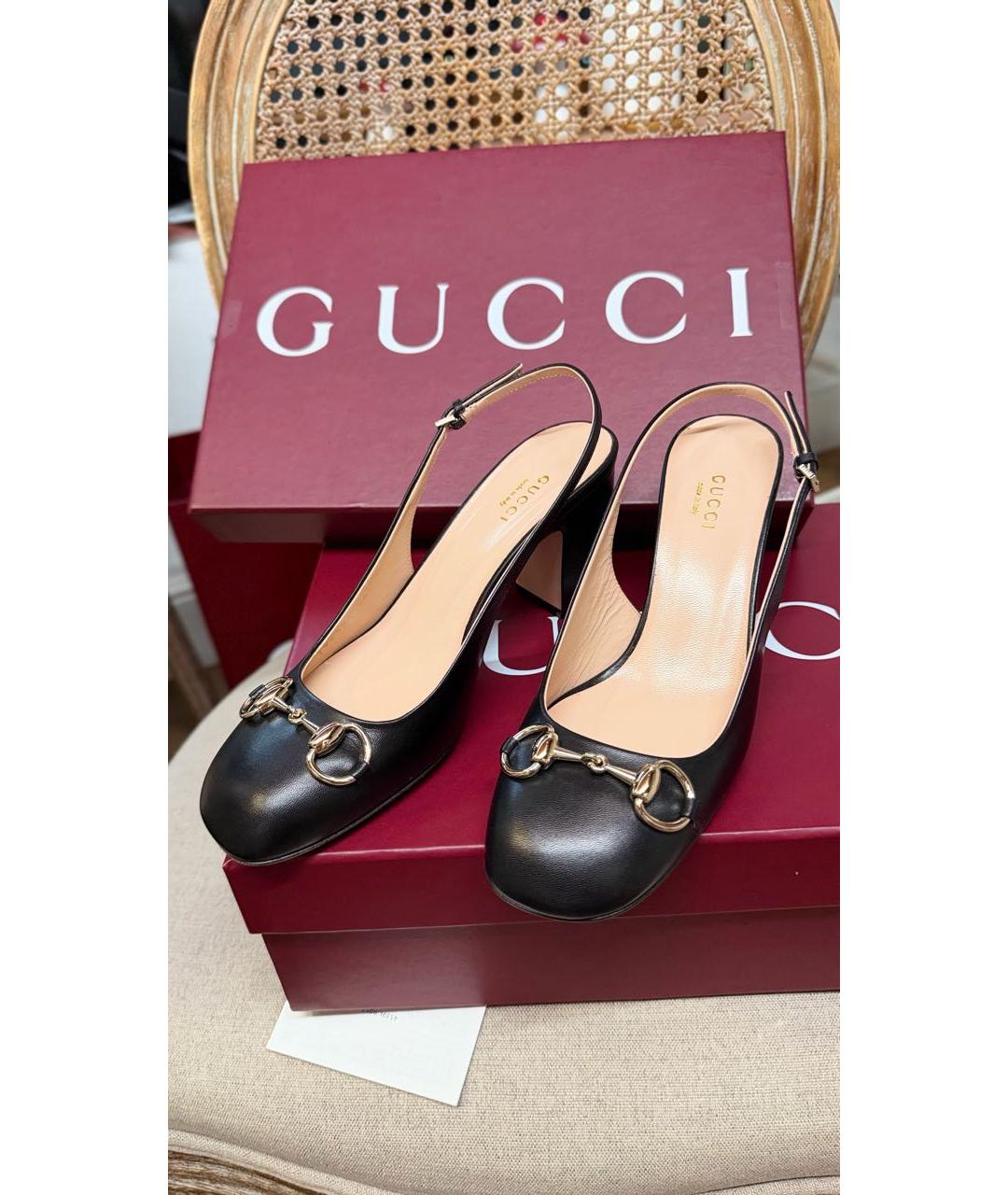 GUCCI Черные кожаные босоножки, фото 2