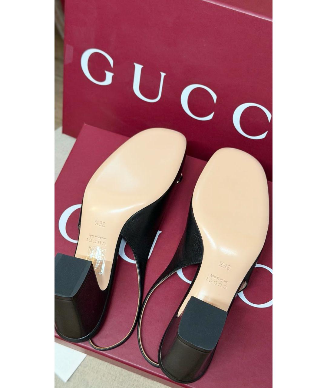 GUCCI Черные кожаные босоножки, фото 3