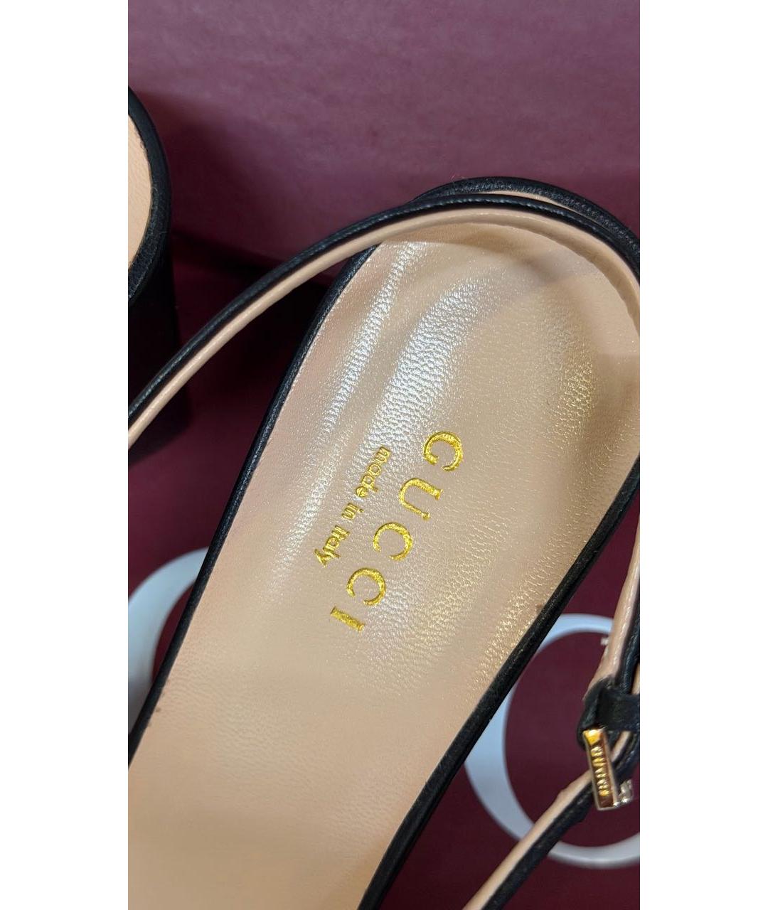 GUCCI Черные кожаные босоножки, фото 6