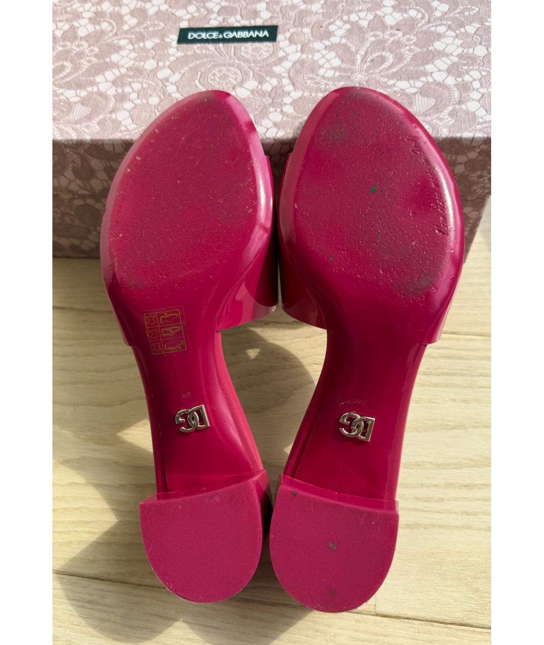 DOLCE&GABBANA Фуксия мюли из лакированной кожи, фото 5
