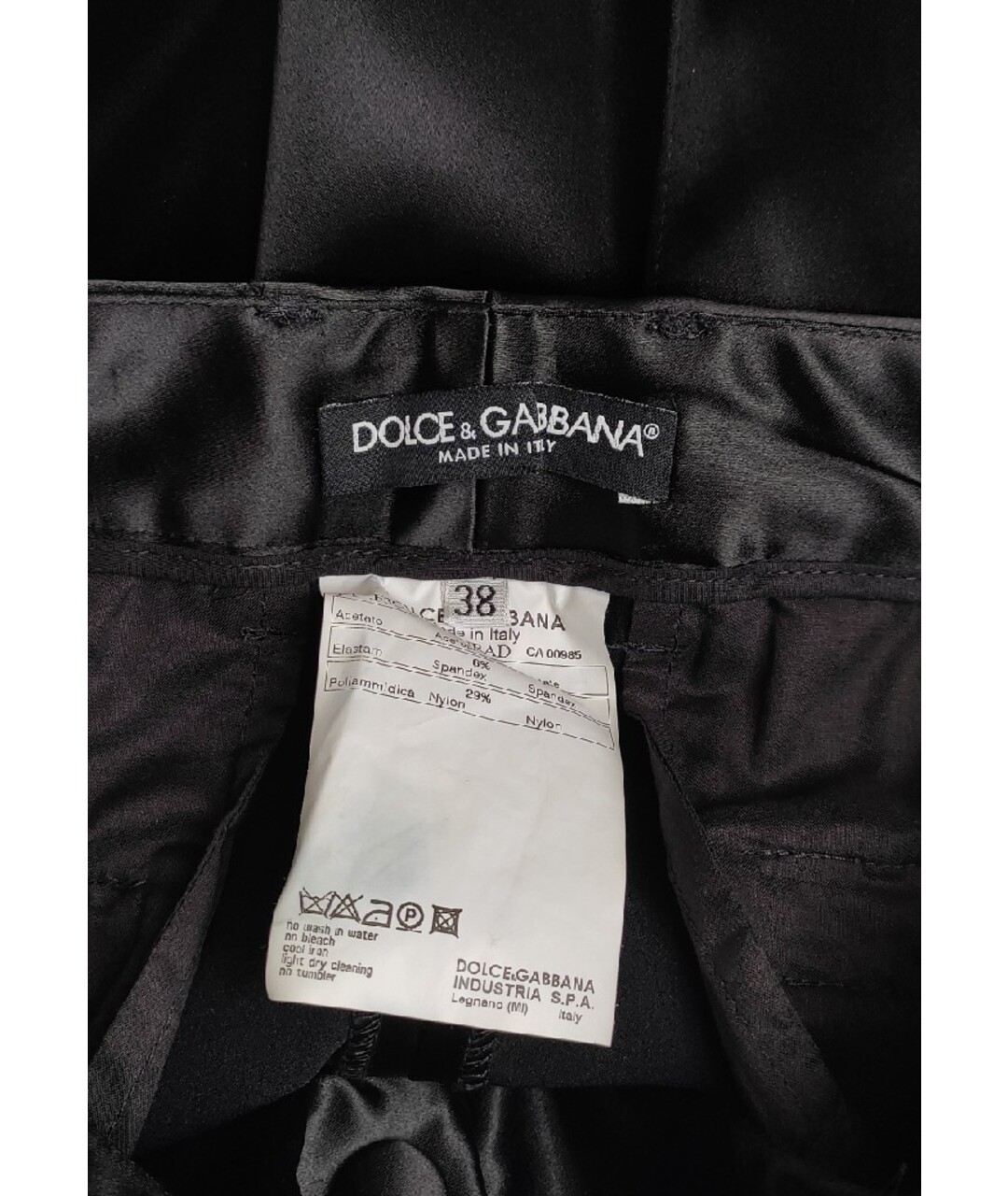 DOLCE&GABBANA Черные ацетатные прямые брюки, фото 3