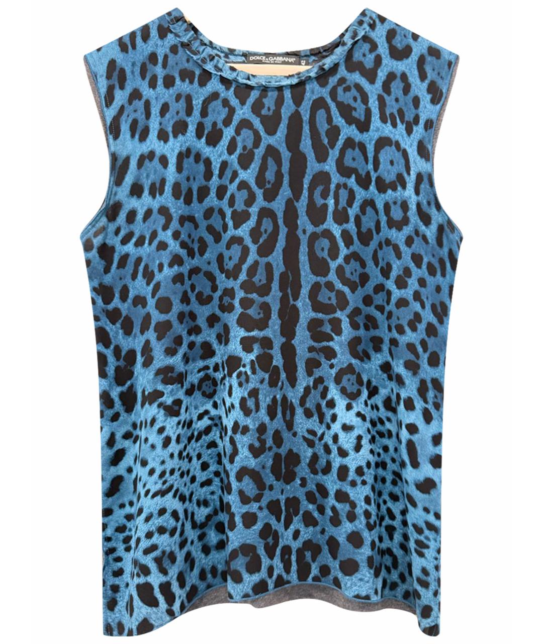 DOLCE&GABBANA Темно-синяя креповая футболка, фото 1