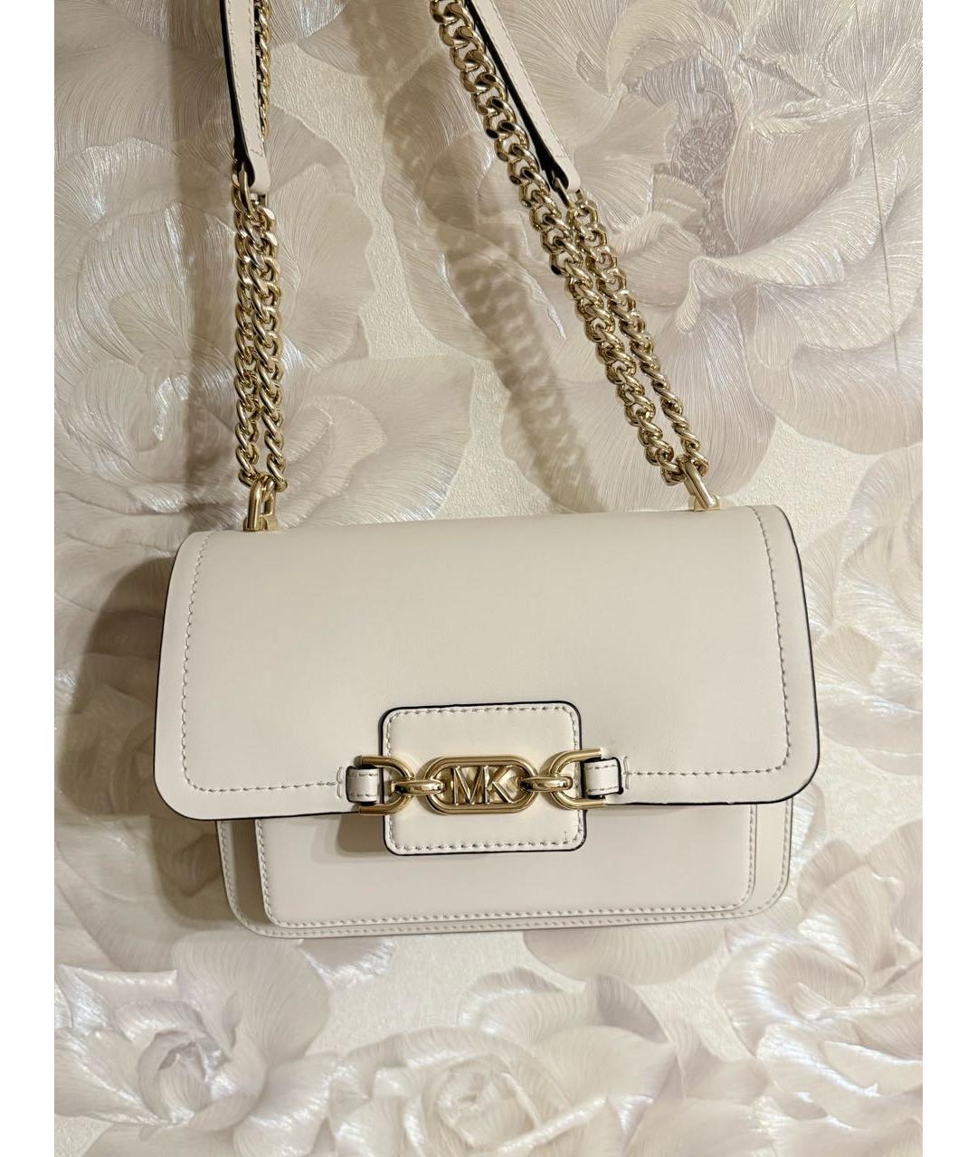 MICHAEL KORS Бежевая кожаная сумка через плечо, фото 5