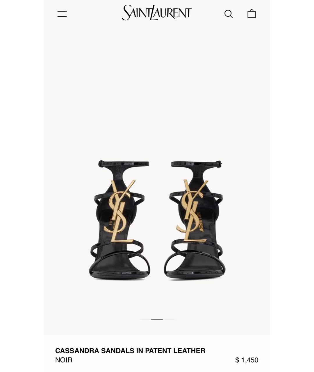 SAINT LAURENT Черные кожаные босоножки, фото 2