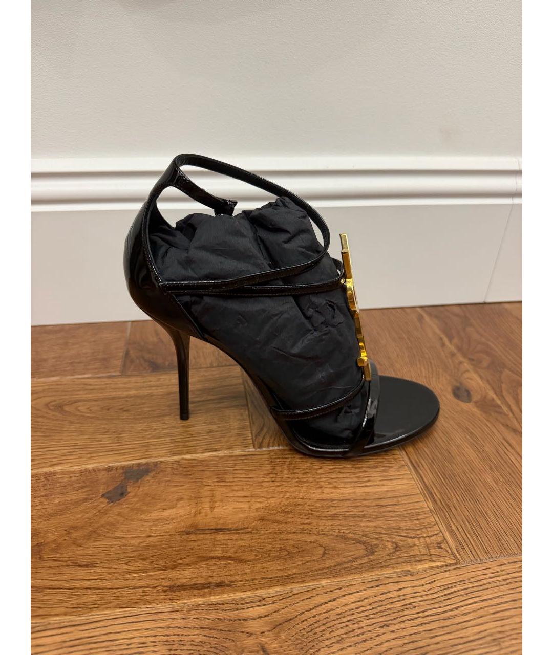 SAINT LAURENT Черные кожаные босоножки, фото 5