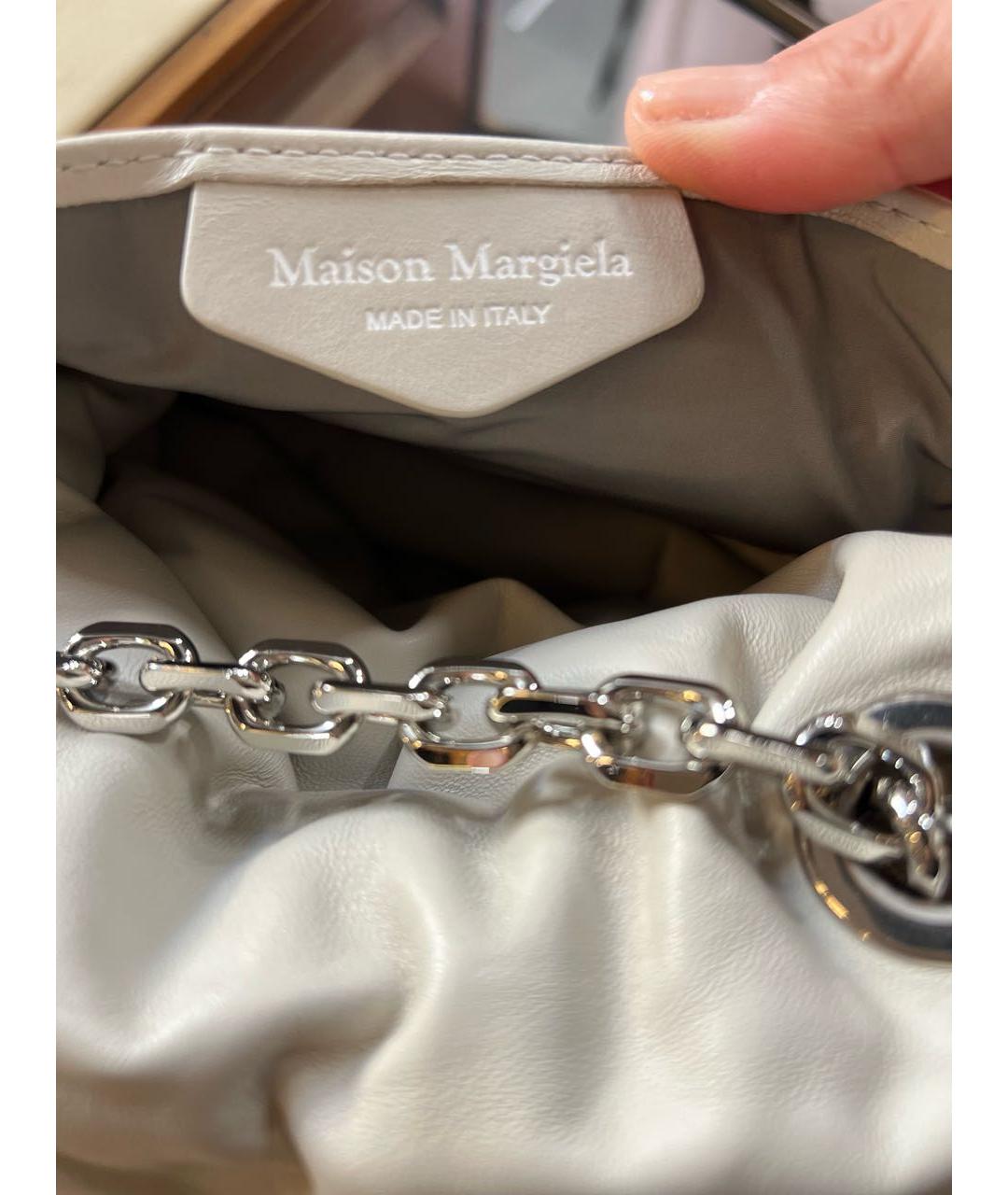 MAISON MARGIELA Белая кожаная сумка через плечо, фото 6