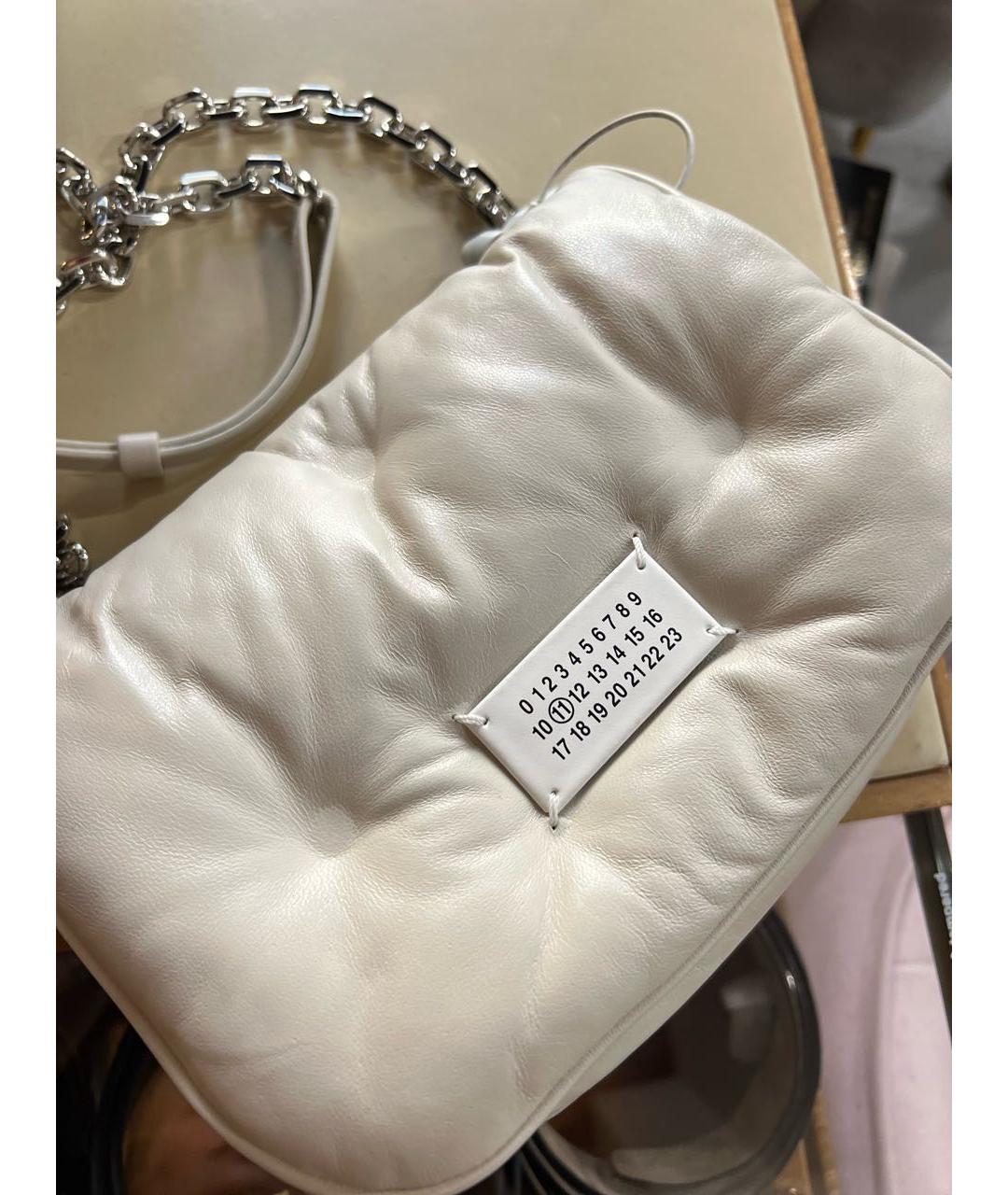 MAISON MARGIELA Белая кожаная сумка через плечо, фото 2