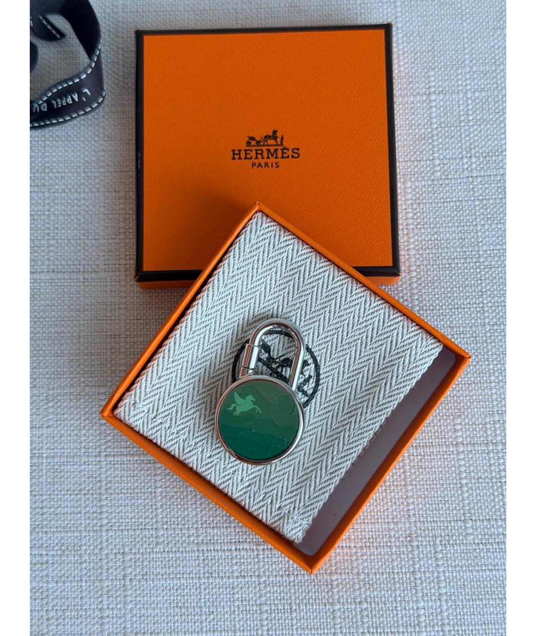 HERMES Зеленый брелок, фото 4