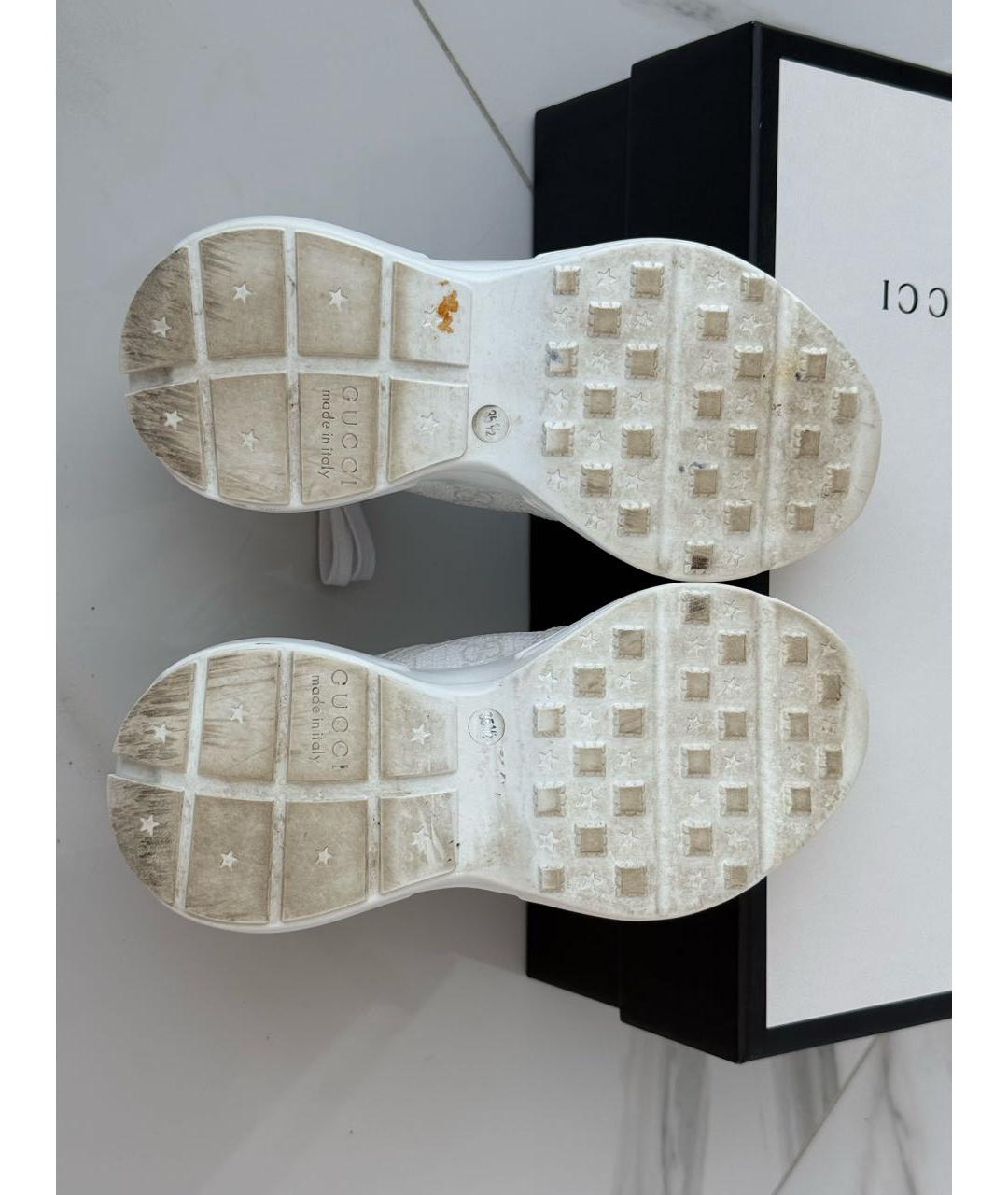 GUCCI Белые текстильные кроссовки, фото 8