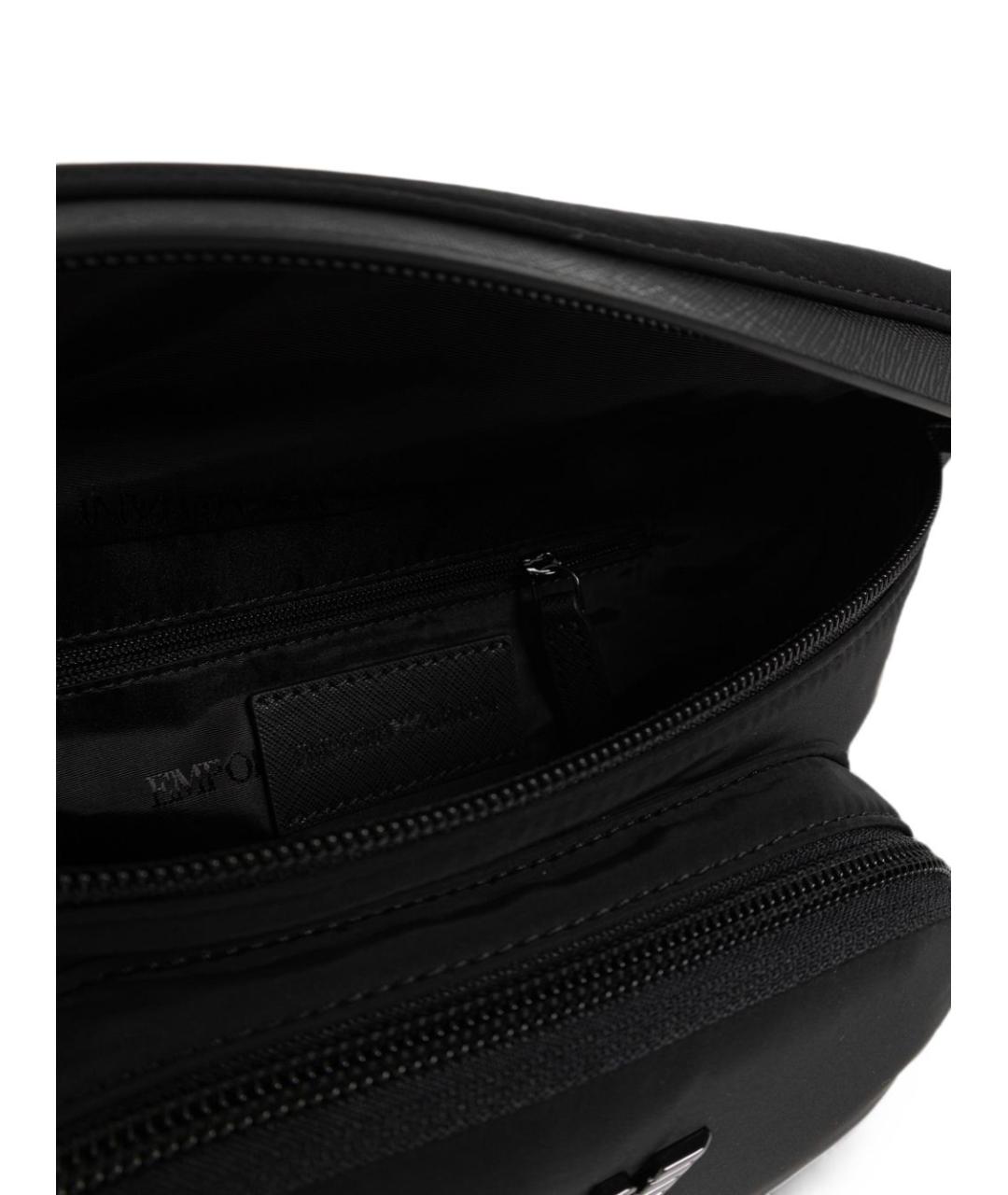 EMPORIO ARMANI Черная синтетическая поясная сумка, фото 5