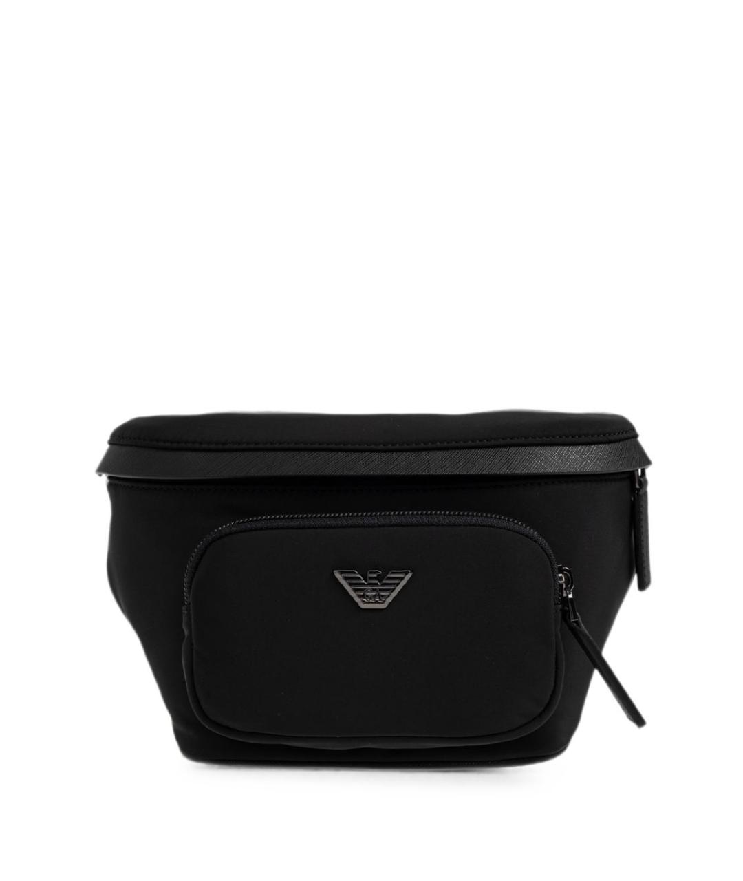 EMPORIO ARMANI Черная синтетическая поясная сумка, фото 1