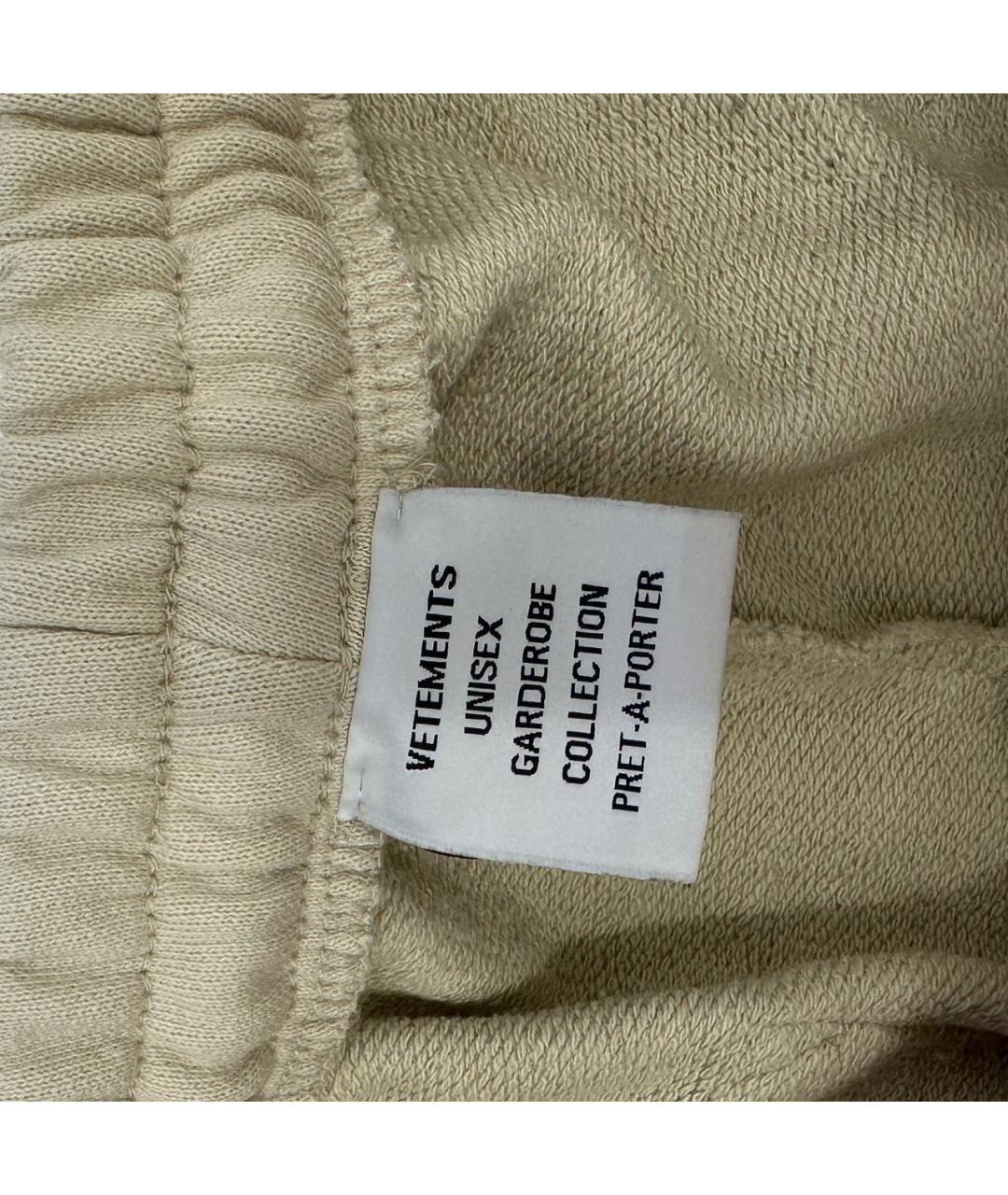 VETEMENTS Бежевые хлопковые спортивные брюки и шорты, фото 3