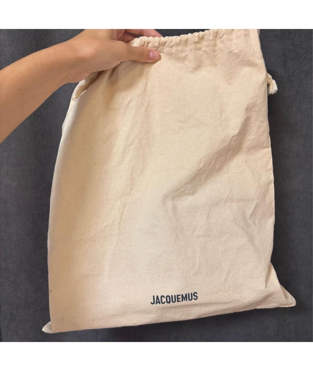 JACQUEMUS Белая кожаная сумка с короткими ручками, фото 5