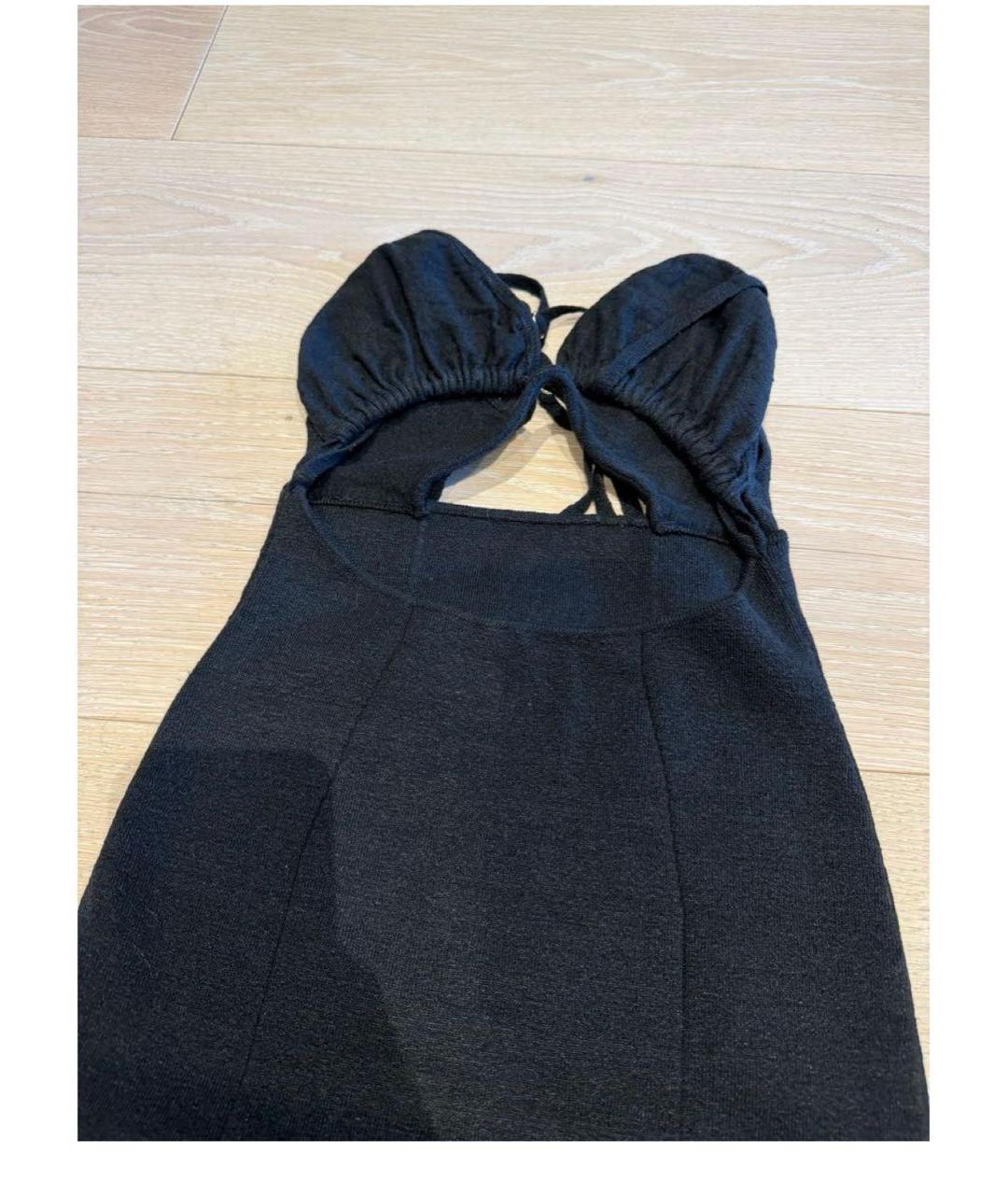 JACQUEMUS Черное хлопко-эластановое вечернее платье, фото 4