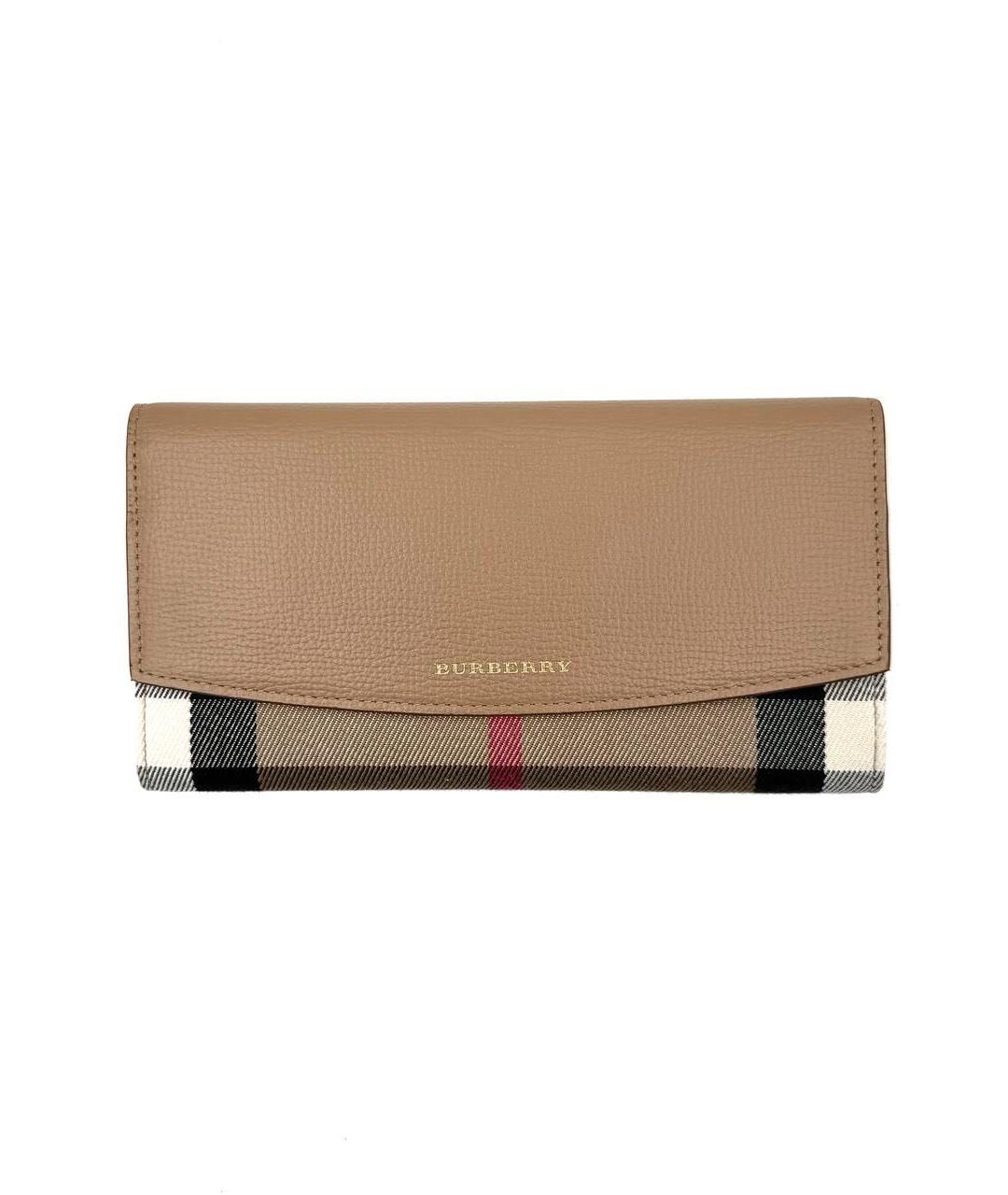 BURBERRY Бежевый кожаный кошелек, фото 1