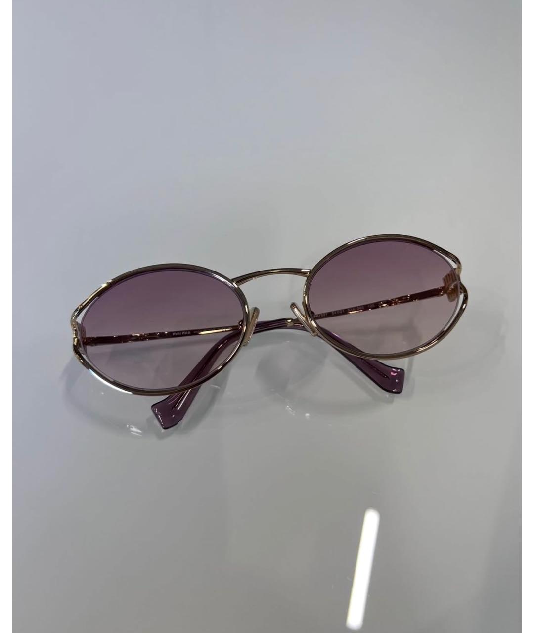 MIU MIU Розовые металлические солнцезащитные очки, фото 4