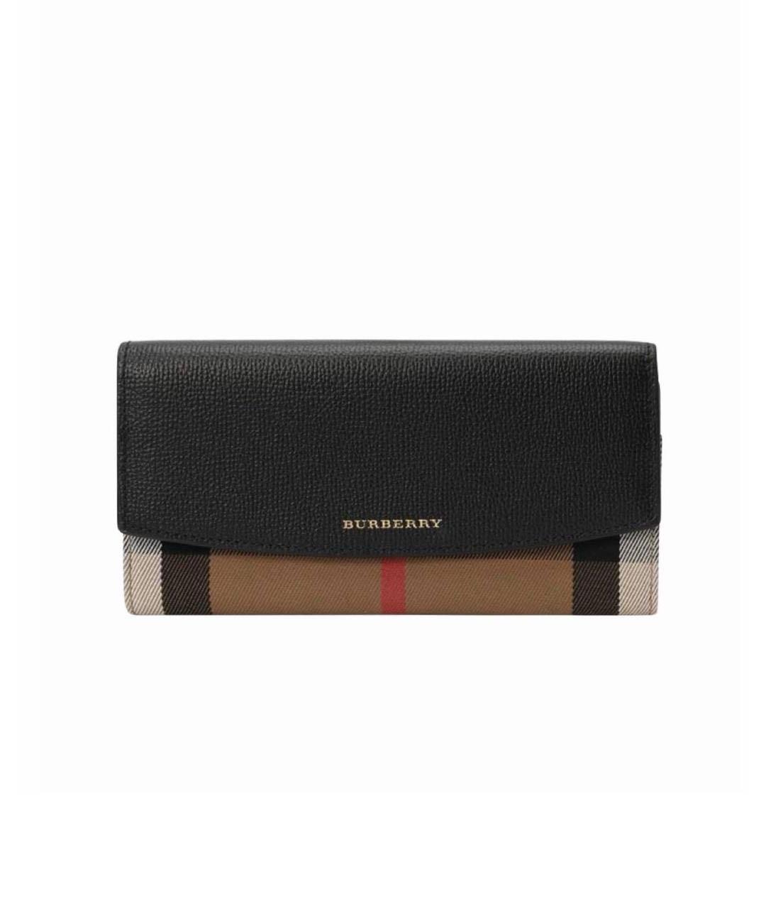BURBERRY Черный кожаный кошелек, фото 1