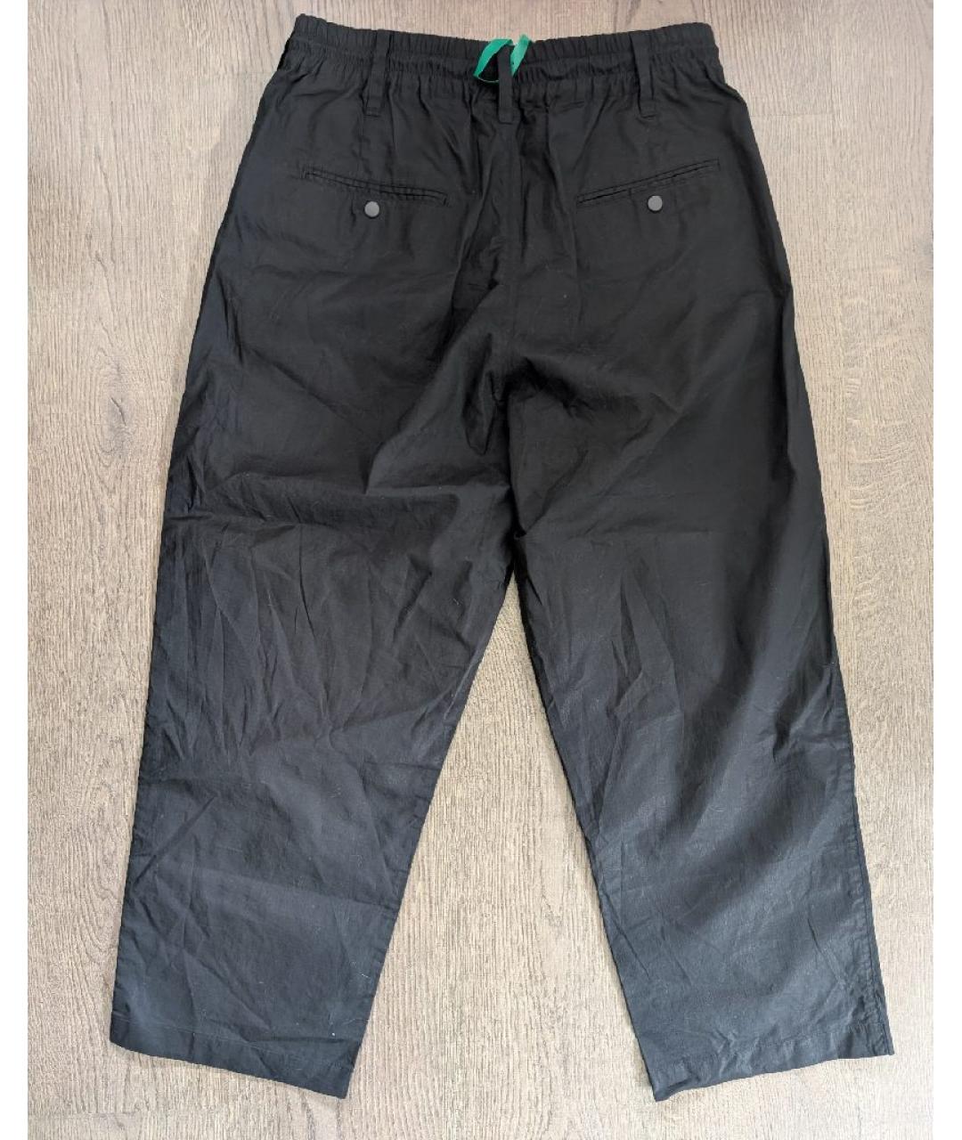 Y-3 Черные хлопковые повседневные брюки, фото 3