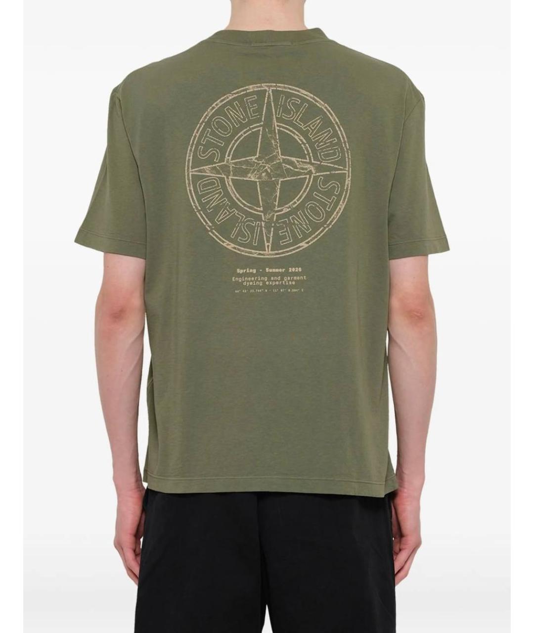 STONE ISLAND Хаки хлопковая футболка, фото 6