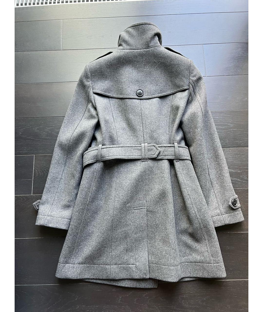 BURBERRY Серое шерстяное пальто, фото 2