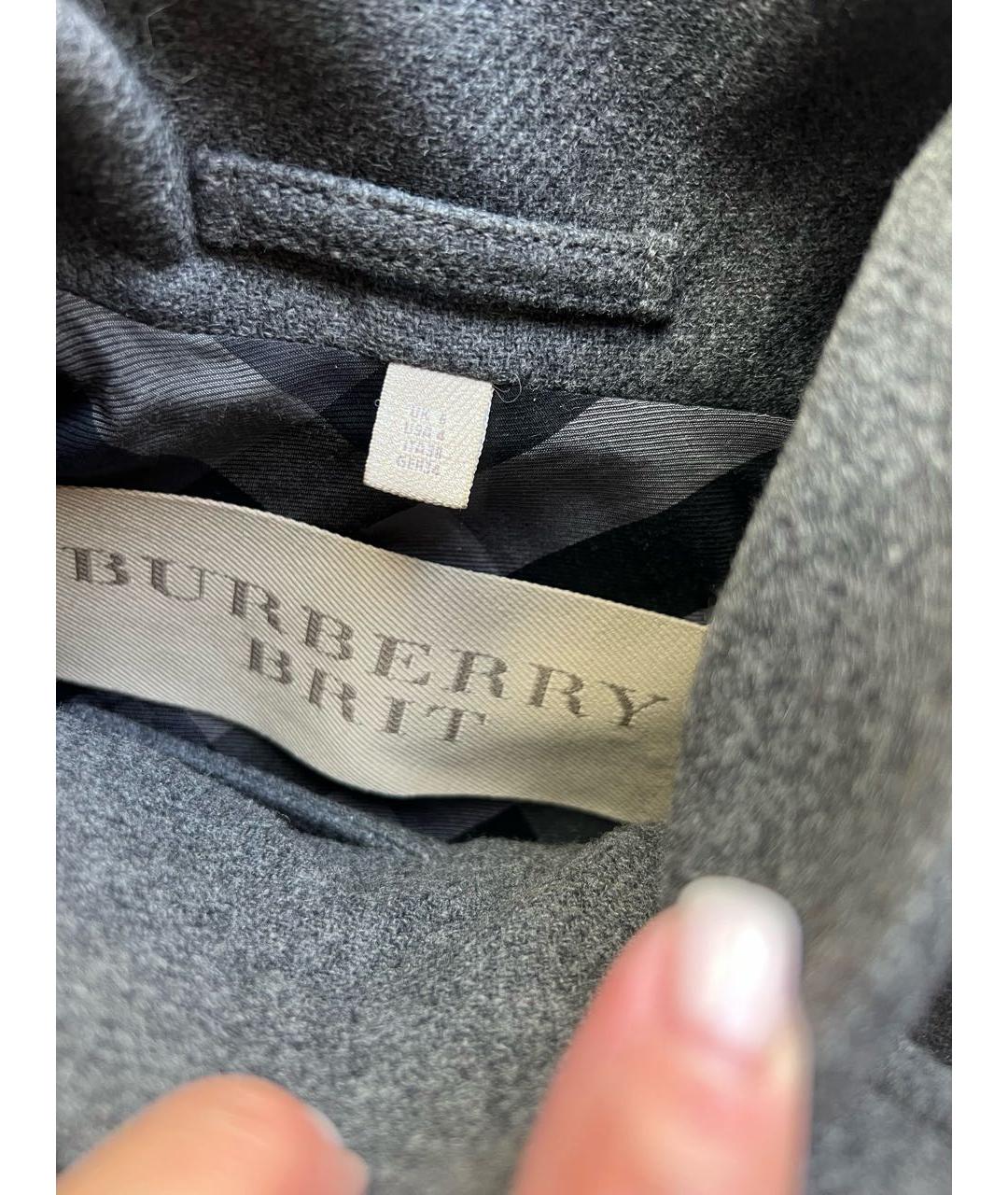 BURBERRY Серое шерстяное пальто, фото 3