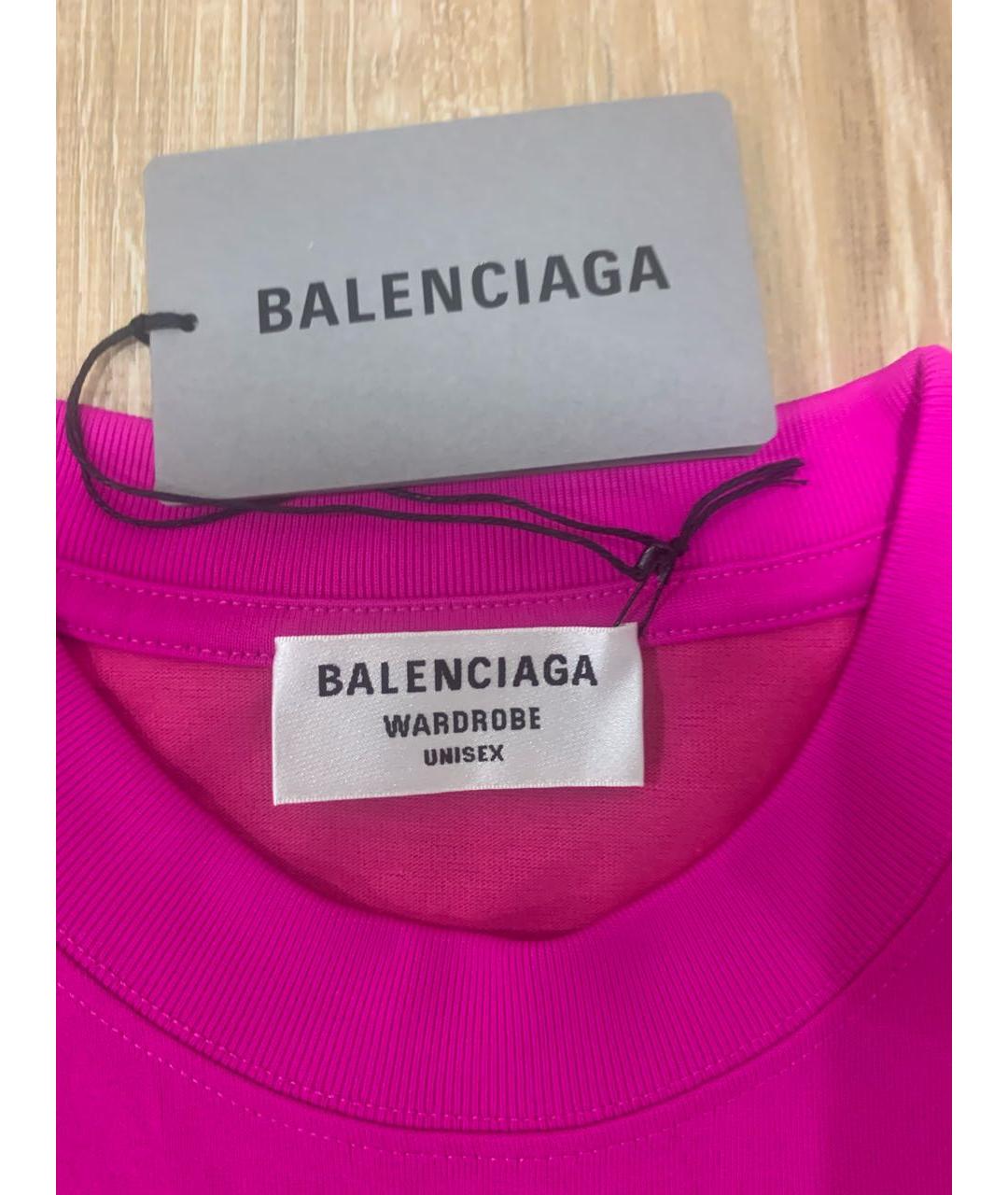 BALENCIAGA Фуксия хлопковая футболка, фото 4
