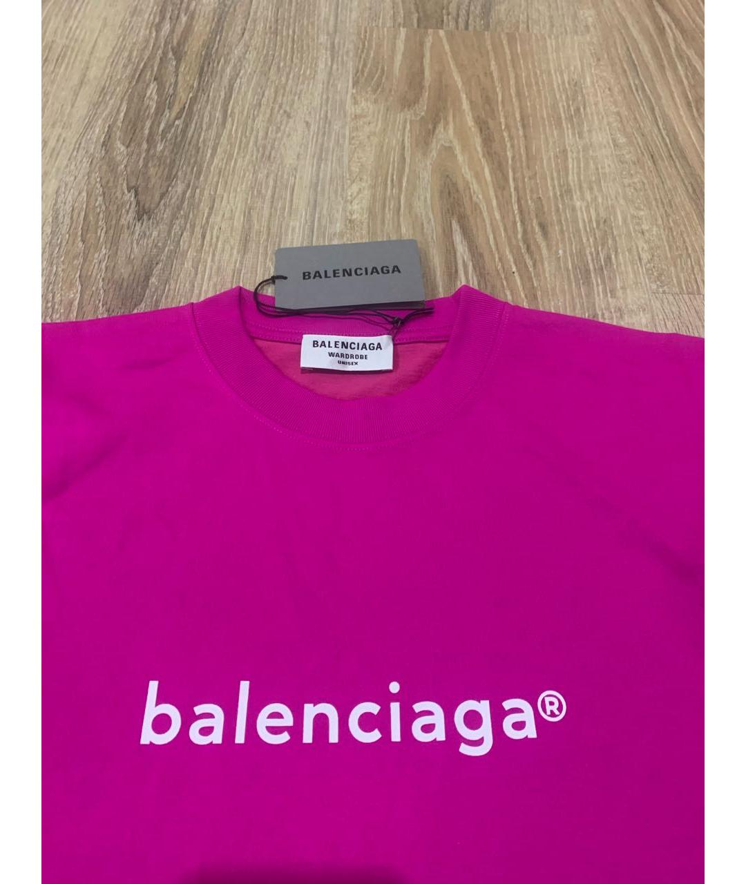 BALENCIAGA Фуксия хлопковая футболка, фото 7