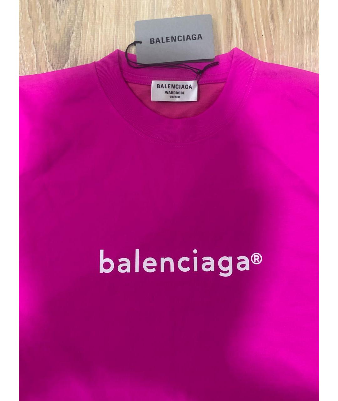 BALENCIAGA Фуксия хлопковая футболка, фото 2