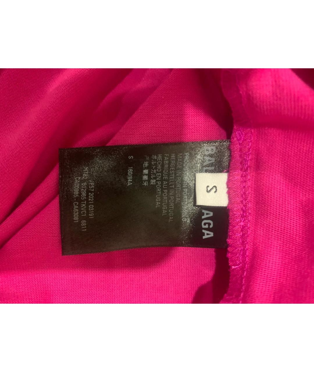 BALENCIAGA Фуксия хлопковая футболка, фото 5