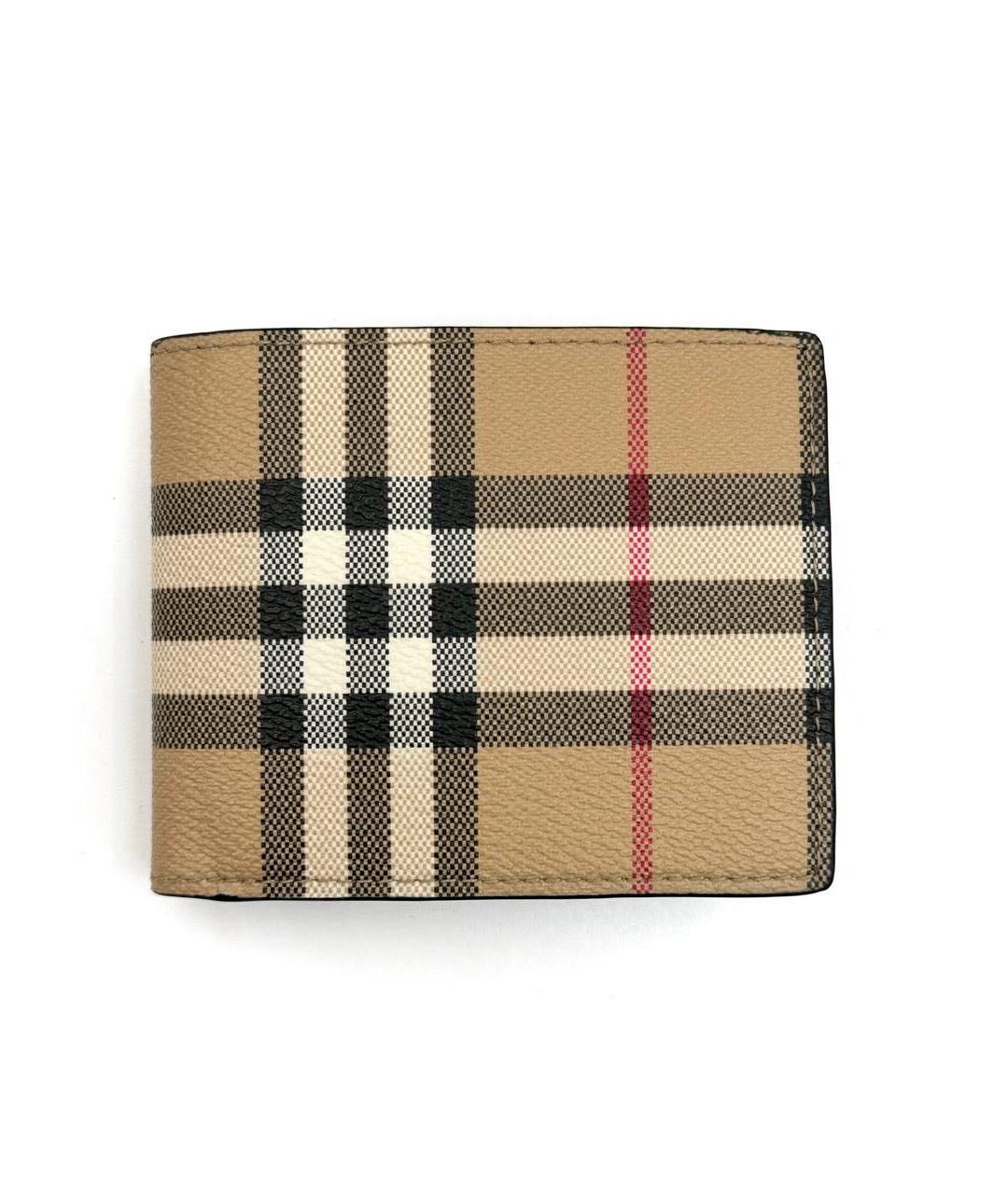 BURBERRY Бежевый кожаный кошелек, фото 1