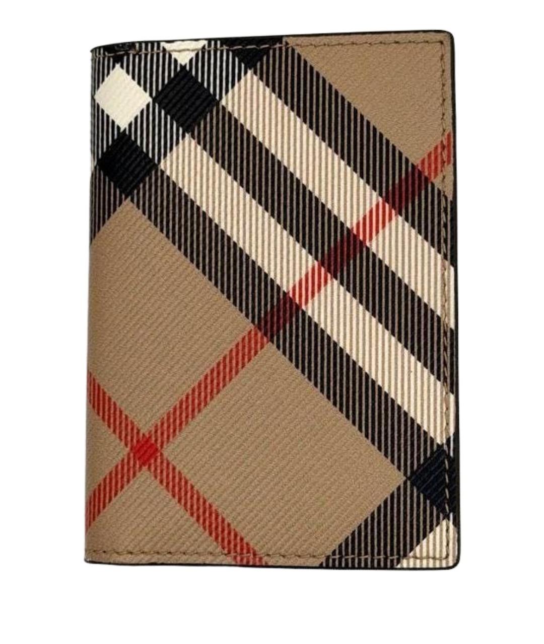 BURBERRY Бежевый кожаный кардхолдер, фото 1