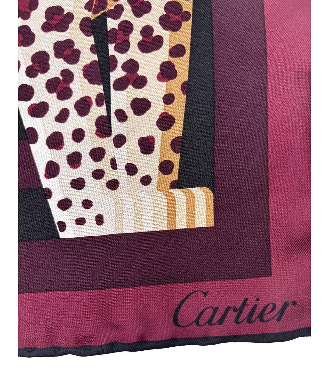 CARTIER Бордовый шелковый платок, фото 4