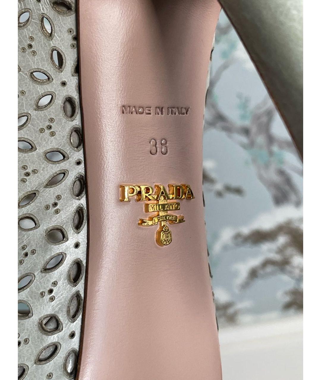 PRADA Бежевые кожаные туфли, фото 4