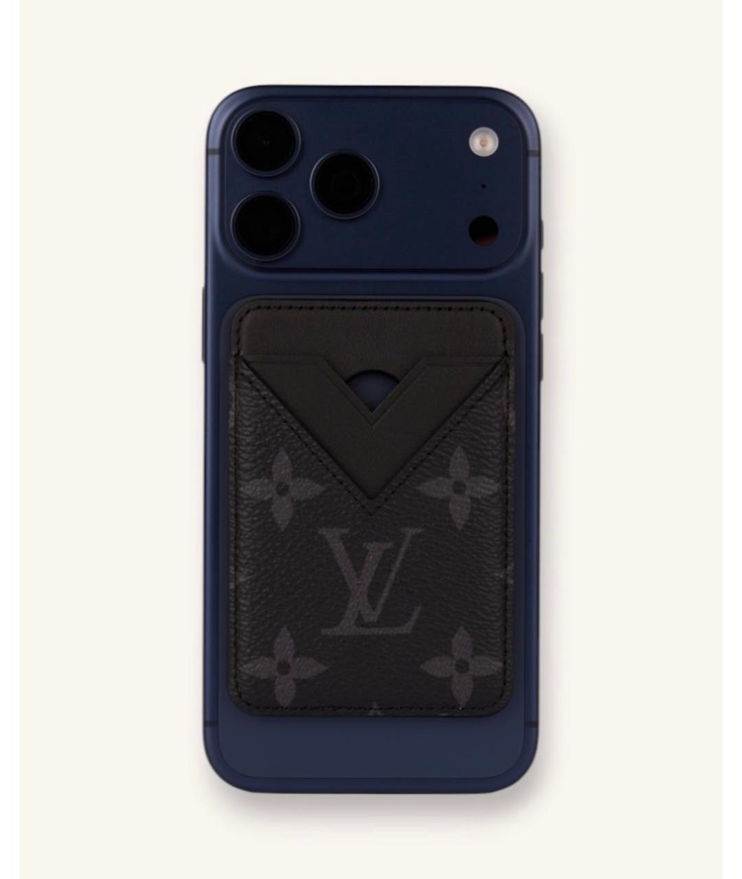 LOUIS VUITTON Черный кожаный кардхолдер, фото 3
