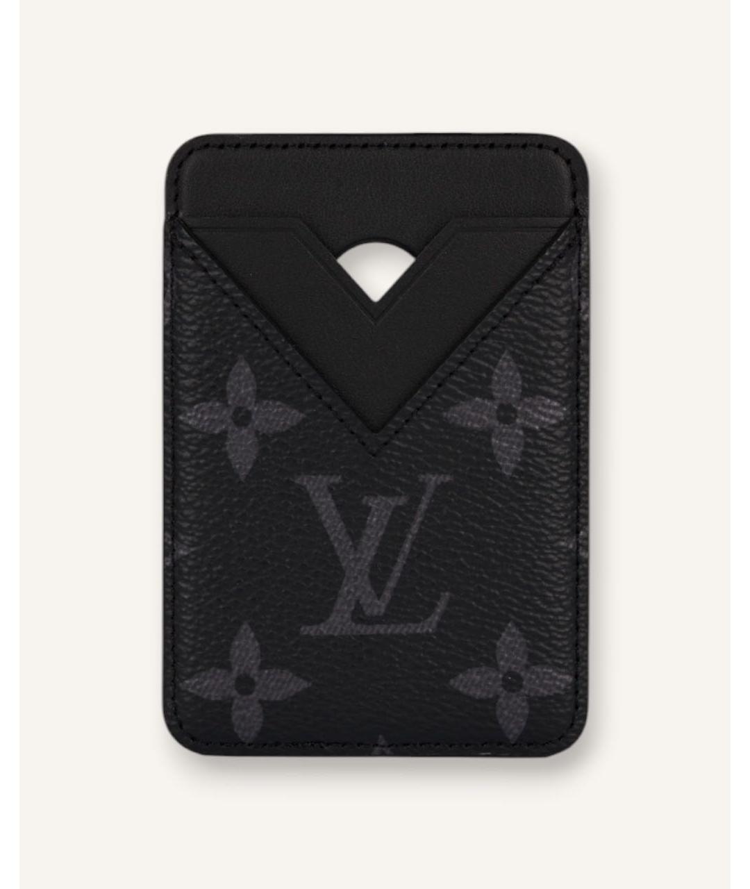LOUIS VUITTON Черный кожаный кардхолдер, фото 4
